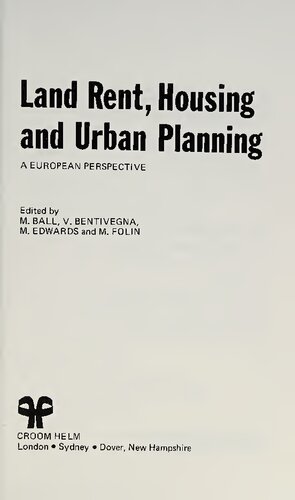 Land rent, housing, and urban planning : a European perspective