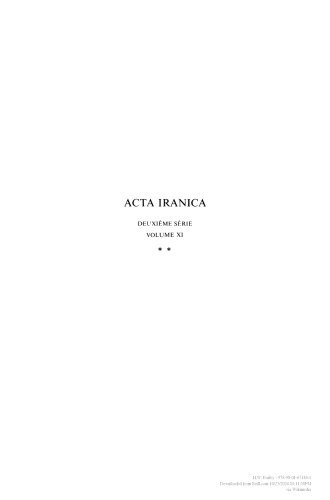 Papers in Honour of Professor Mary Boyce II  (Hommages et Opera Minora 11)