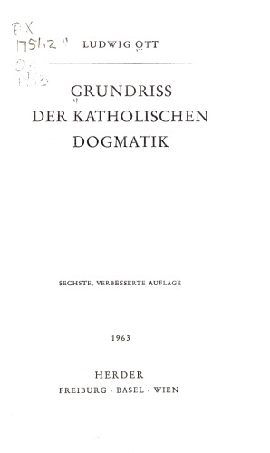 Grundriss der katholischen Dogmatik