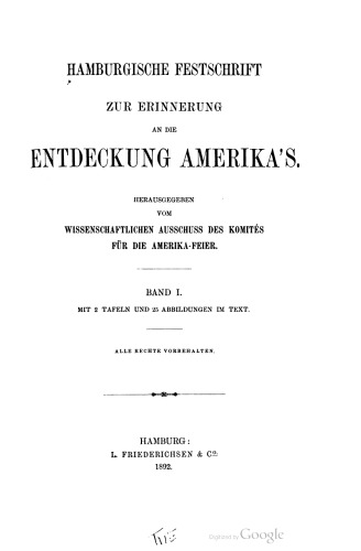 Hamburgische Festschrift zur Erinnerung an die Entdeckung Amerikas