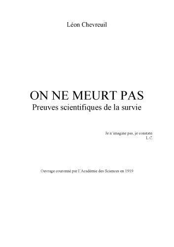 On ne meurt pas. Preuves scientifiques de la survie