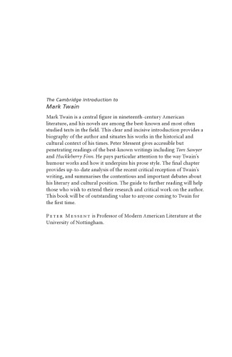The Cambridge Introduction to Mark Twain (Cambridge Introductions to Literature)