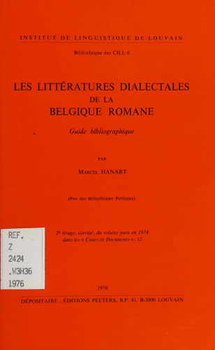 Les litteratures dialectales de la Belgique romane. Guide bibliographique