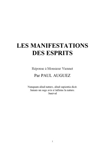 Les manifestations des esprits