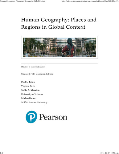 Human Geography: Places and Regions in Global Context, Updated 5e Canada Version