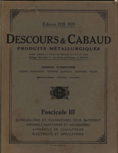 Descours & Cabaud Produits Metallurgiques 1928-1929