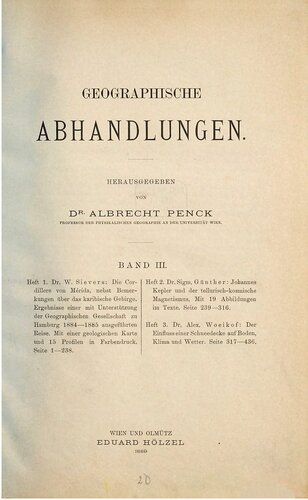 Die Cordillere von Mérida nebst Bemerkungen über das Karibische Gebirge: Ergebnisse einer mit Unterstützung der Geographischen Gesellschaft zu Hamburg 1884-1885 ausgeführten Reise