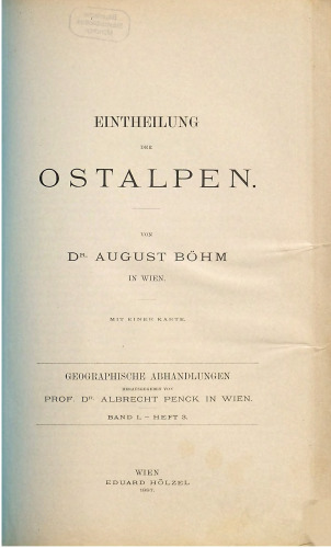 Eintheilung [Einteilung] der Ostalpen