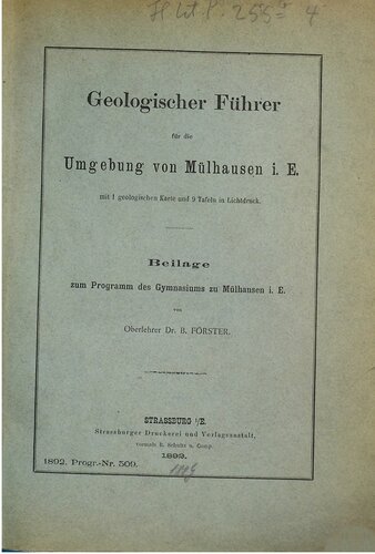 Geologischer Führer für die Umgebung von Mühlhausen i. E.