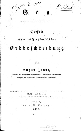 Gea : Versuch einer wissenschaftlichen Erdbeschreibung