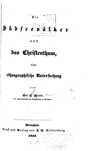 Die Südseevölker und das Christenthum, eine ethnographische Untersuchung