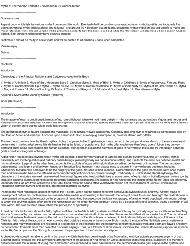 Myths of the World: A Thematic Encyclopedia