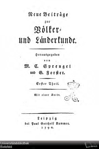 Neue Beiträge zur Völker- und Länderkunde