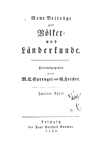 Neue Beiträge zur Völker- und Länderkunde