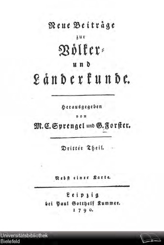 Neue Beiträge zur Völker- und Länderkunde