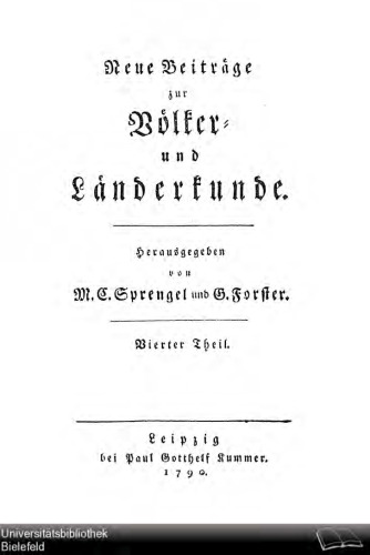Neue Beiträge zur Völker- und Länderkunde