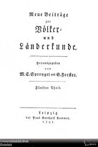 Neue Beiträge zur Völker- und Länderkunde