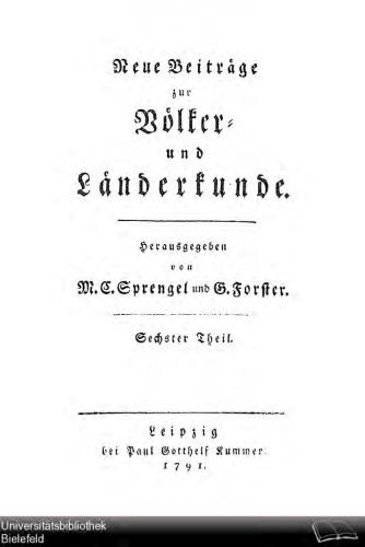 Neue Beiträge zur Völker- und Länderkunde