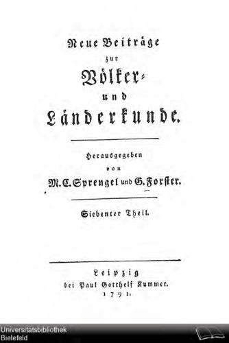 Neue Beiträge zur Völker- und Länderkunde