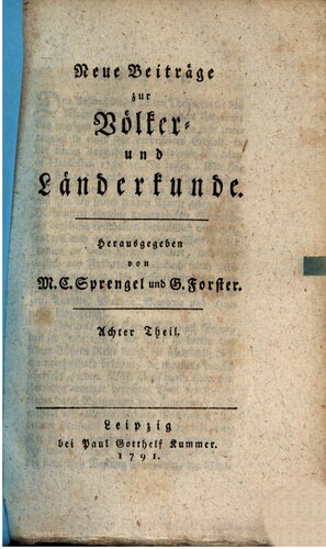 Neue Beiträge zur Völker- und Länderkunde