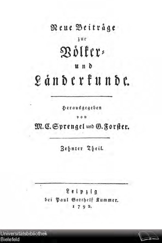 Neue Beiträge zur Völker- und Länderkunde