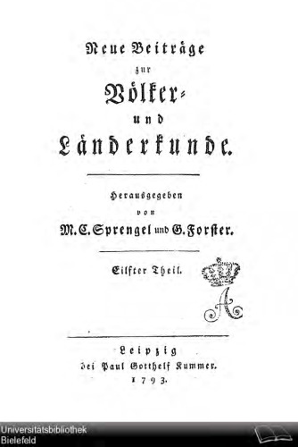 Neue Beiträge zur Völker- und Länderkunde