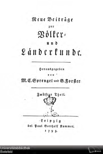 Neue Beiträge zur Völker- und Länderkunde
