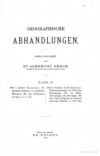 Klimaschwankungen seit 1700 nebst Bemerkungen Über die Klima- Schwankungen der Diluvialzeit