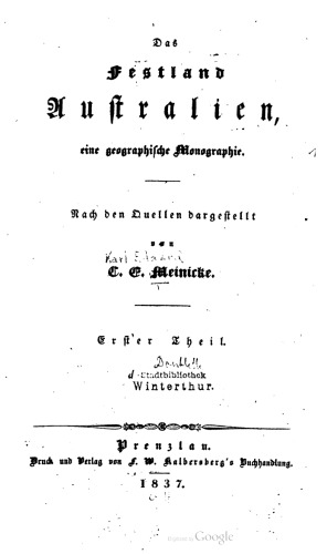 Das Festland Australien, eine geographische Monographie