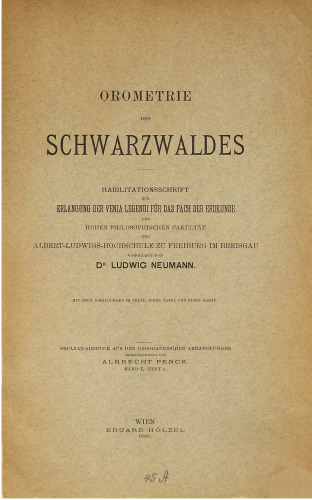 Orometrie des Schwarzwaldes