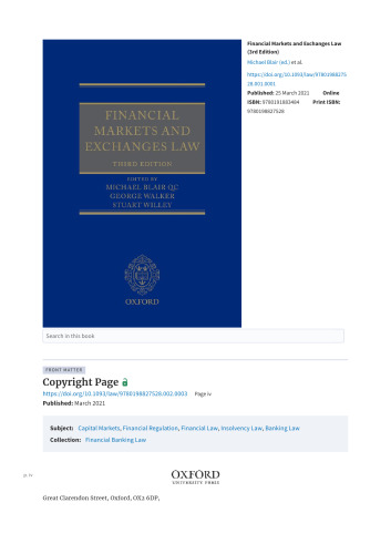 Financial Markets and Exchanges Law (3rd Edition)