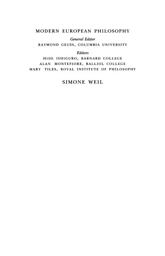 Simone Weil: ''The Just Balance'' (Modern European Philosophy)