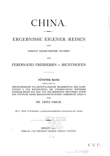 China : Ergebnisse eigener Reisen und darauf gegründeter Studien