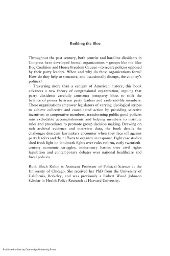 Building the Bloc: Intraparty Organization in the US Congress