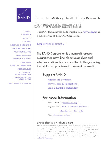 Invisible Wounds of War: Psychological and Cognitive Injuries, Their Consequences, and Services to Assist Recovery (Summary)