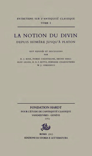 La notion du divin depuis Homère jusqu'à Platon