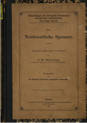 Der Nordwestliche Spessart ; geologisch aufgenommen und erläutert