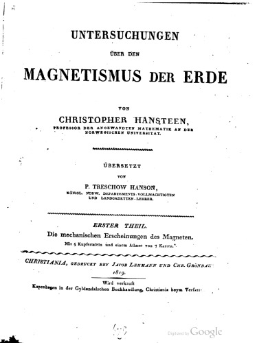 Untersuchungen über den Magnetismus der Erde