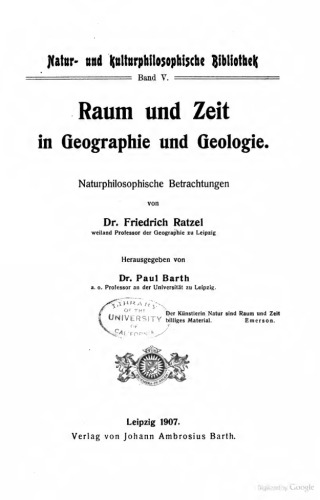Raum und Zeit in Geographie und Geologie : Naturphilosophische Betrachtungen