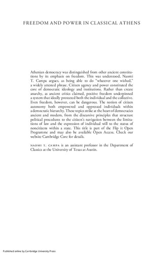 Freedom and Power in Classical Athens