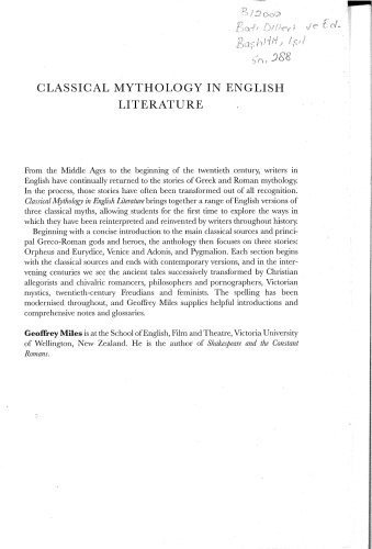 Classical Mythology in English Literature: A Critical Anthology