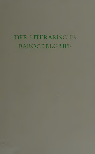 Der literarische Barockbegriff
