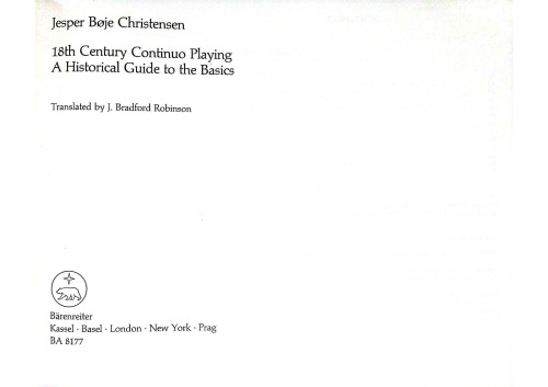 18th Century Continuo Playing - A Historical Guide to the Basics