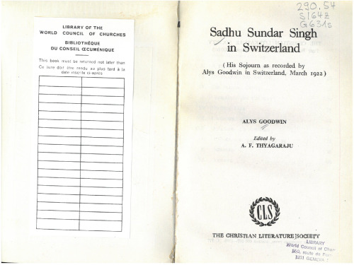 Sadhu Sundar Singh in Switzerland