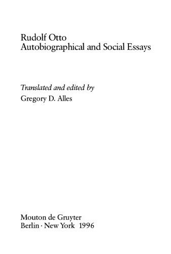 Autobiographical and Social Essays