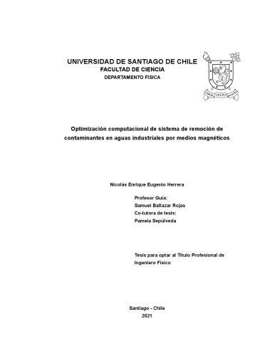Optimización computacional de sistema de remoción de contaminantes en aguas industriales por medios magnéticos