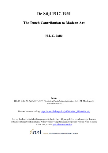 De Stijl, 1917-1931: The Dutch Contribution to Modern Art