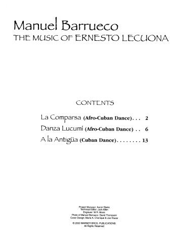 Manuel Barrueco: The Music of Ernesto Lecuona for Solo Guitar (Guitar Scores)