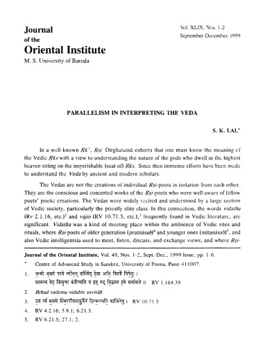 Parallalism In Interpreting The Veda