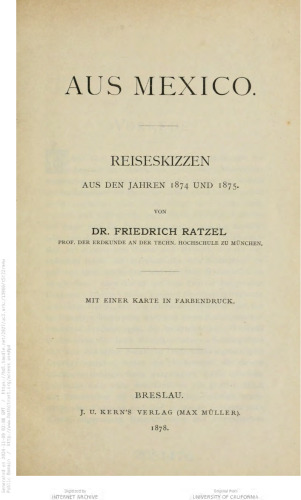 Aus Mexico [Mexiko] : Reiseskizzen aus den Jahren 1874 und 1875